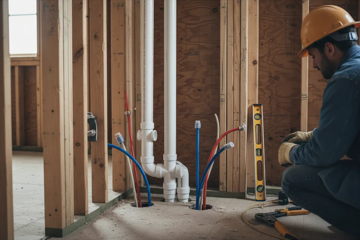 Drain and supply rough-in during Leak Detection in Cleveland